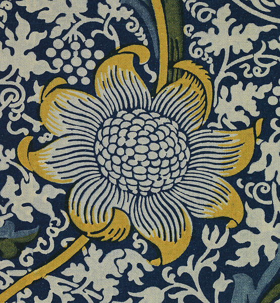 Kennet, Designed by William Morris (British, Walthamstow, London 1834–1896 Hammersmith, London), Cotton / indigo discharge and block-printed, British, Merton Abbey