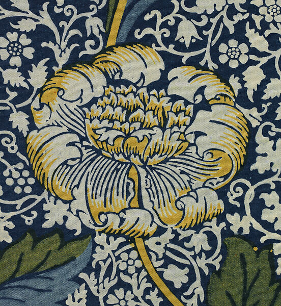 Kennet, Designed by William Morris (British, Walthamstow, London 1834–1896 Hammersmith, London), Cotton / indigo discharge and block-printed, British, Merton Abbey