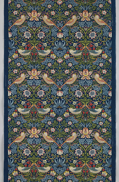 Strawberry Thief, Designed by William Morris (British, Walthamstow, London 1834–1896 Hammersmith, London) (registered on May 11, 1883), Cotton, British, Merton Abbey 