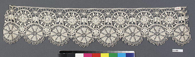 Edging, Linen, bobbin lace, French, Cluny 