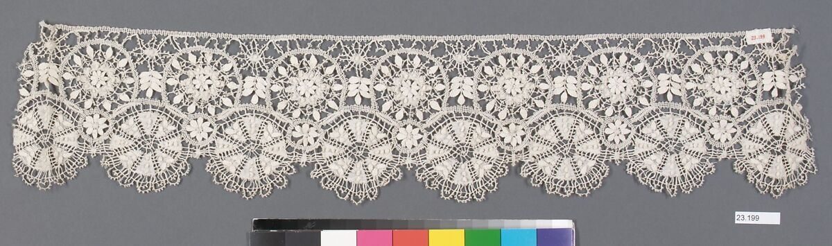 Edging, Linen, bobbin lace, French, Cluny