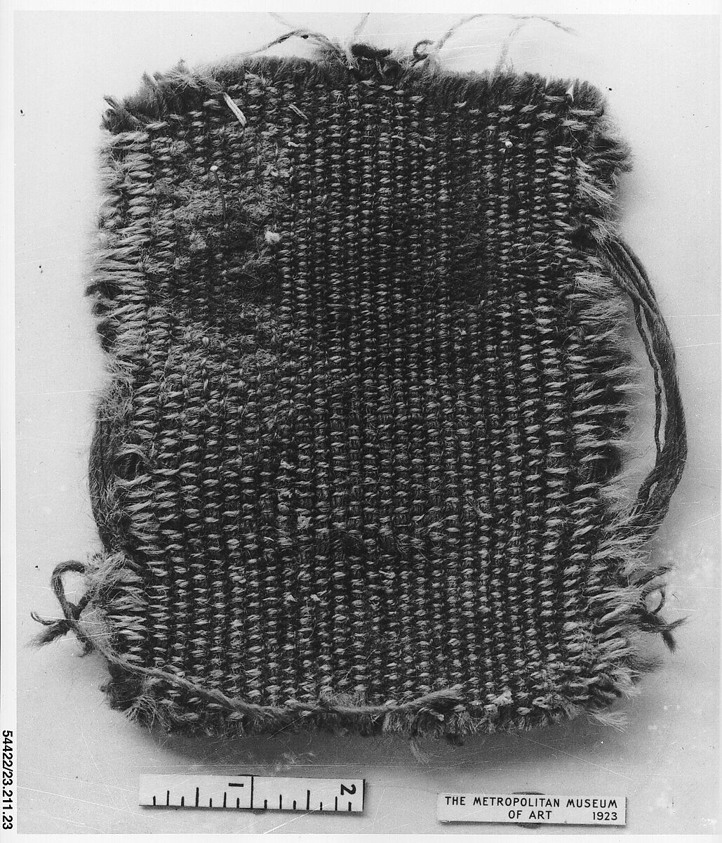 Rug fragment, Wool (Spanish knot; each knot tied on alternate warp threads with six weft threads inserted after each row of knots.), Spanish 