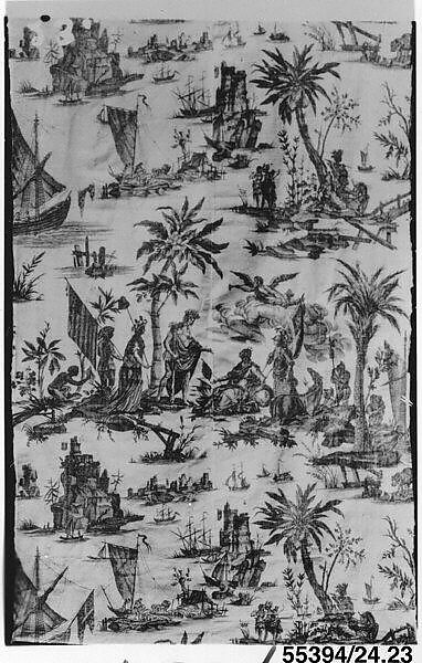 "America Paying Homage to France", Oberkampf Manufactory (French, active 1760–1843), Cotton, French, Jouy-en-Josas