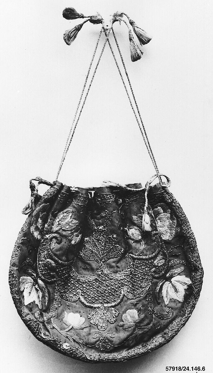 Bag, Silk and metal thread, French 