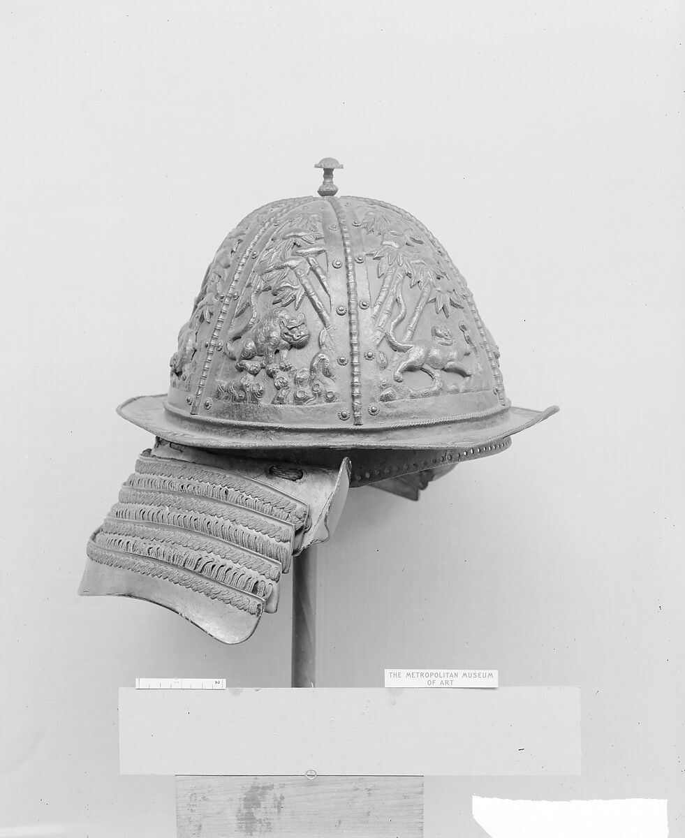 Helmet, Iron, lacquer, silk, Japanese