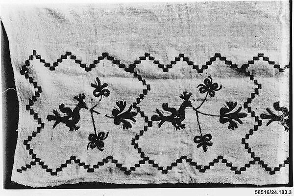 Bed valance, Wool on linen, Spanish 