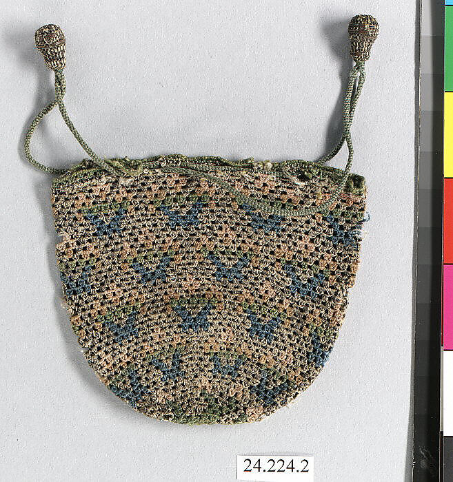 Bag, Silk and metal thread, British 