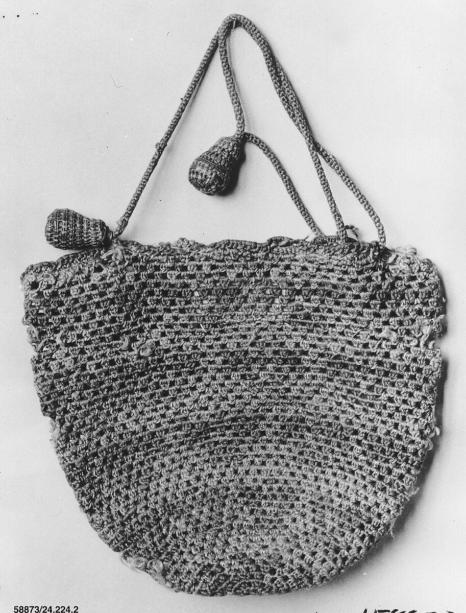 Bag, Silk and metal thread, British