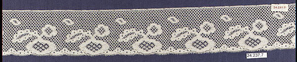 Strip, Machine made lace, French, possibly Mirecourt 