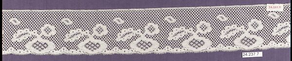 Strip, Machine made lace, French, possibly Mirecourt