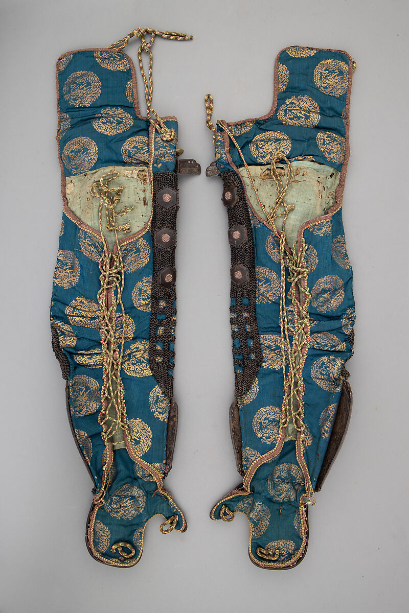 Pair of Sleeves (Kotē), Iron, chainmail, silk, Japanese