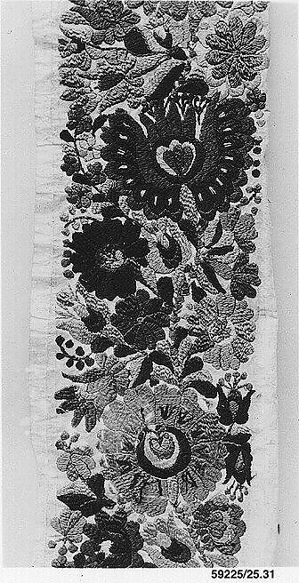 Sleeve band, Silk on cotton, Hungarian, Mezökövesd 