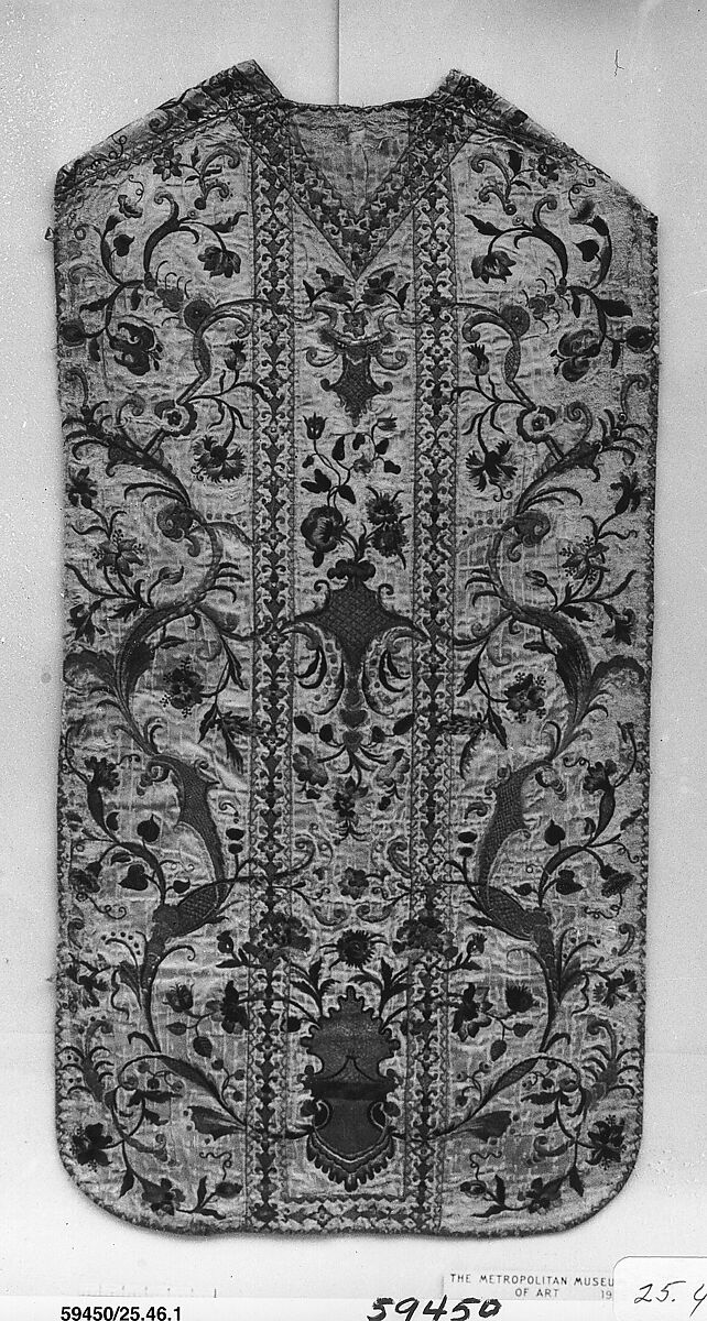 Chasuble, Silk and metal thread on silk, Chinese, for European market 