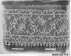 Strip, Embroidered net, buratto,punto à rammendo,  bobbin lace, Italian or Spanish 
