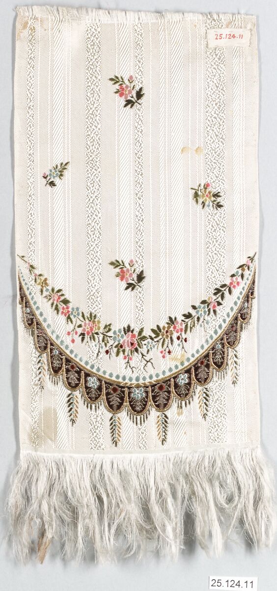 Woman's necktie, Silk and metal thread, French 