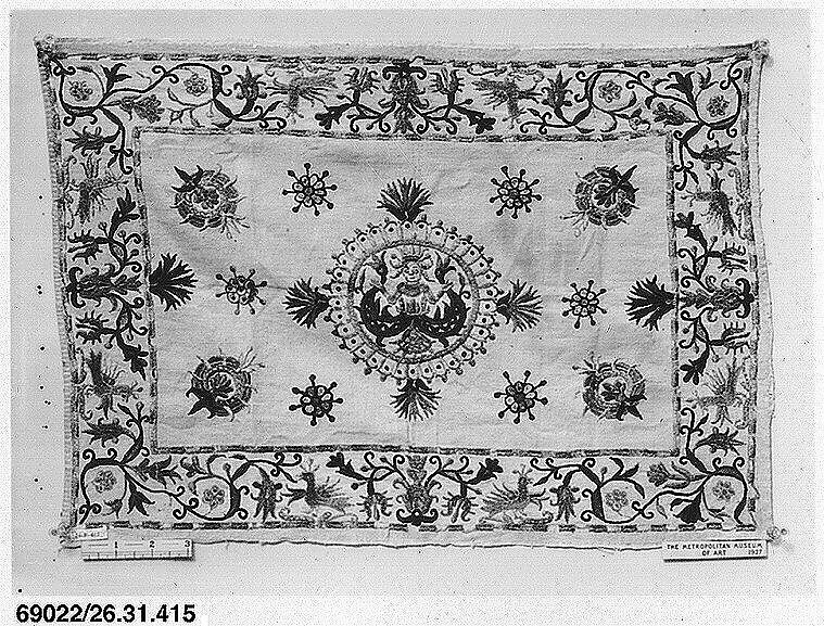 Pillow cover, Silk on linen, Greek, Crete 