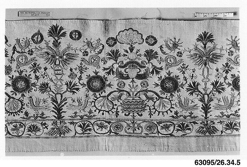 Part of a dress border, Silk on linen, Greek Islands, Crete
