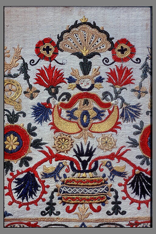 Part of a dress border, Silk on linen, Greek Islands, Crete