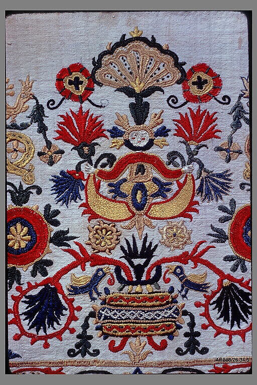 Part of a dress border, Silk on linen, Greek Islands, Crete