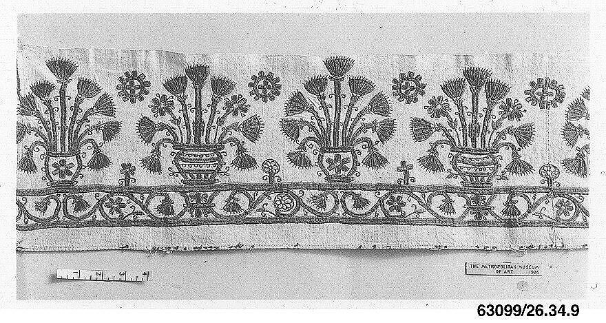 Dress border, Silk on linen, Greek Islands, Crete 