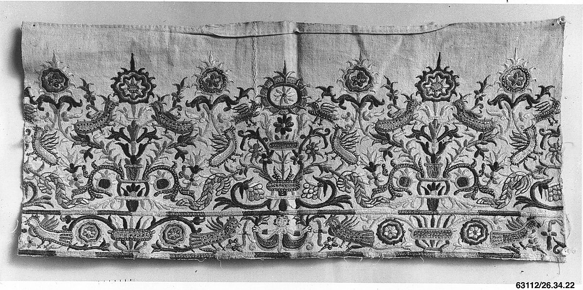 Portion of a dress border, Silk on linen, Greek Islands, Crete 
