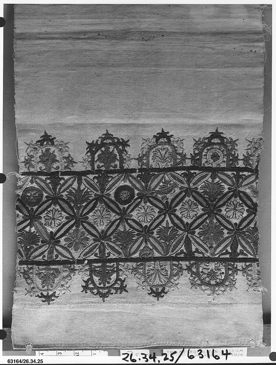 Part of a dress border, Silk on linen, Greek, Crete 