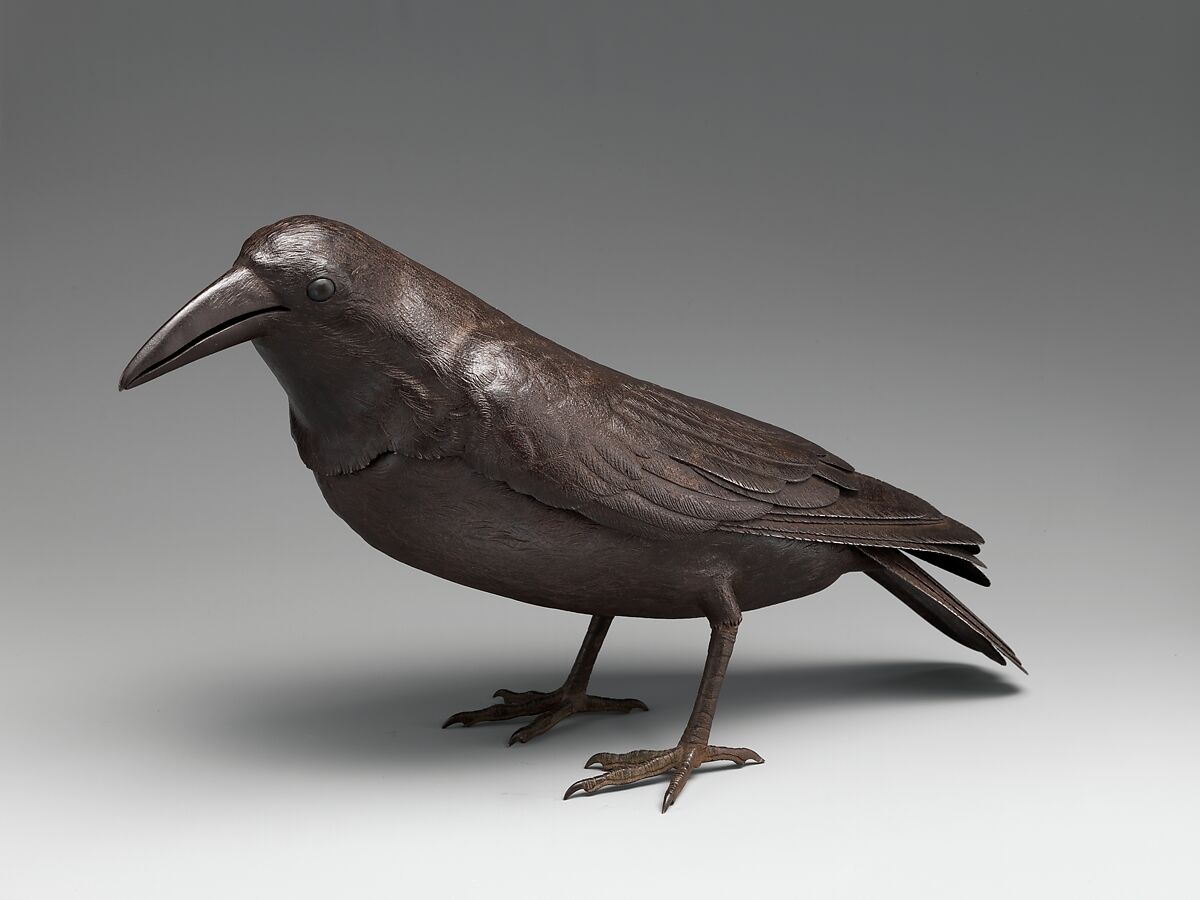 Okimono in the Form of a Raven, Myōchin Munesuke (Japanese, Edo period, 1688–1735), Steel, Japanese