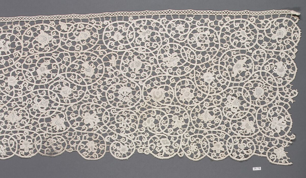 Flounce, Bobbin lace, Italian, Veniec