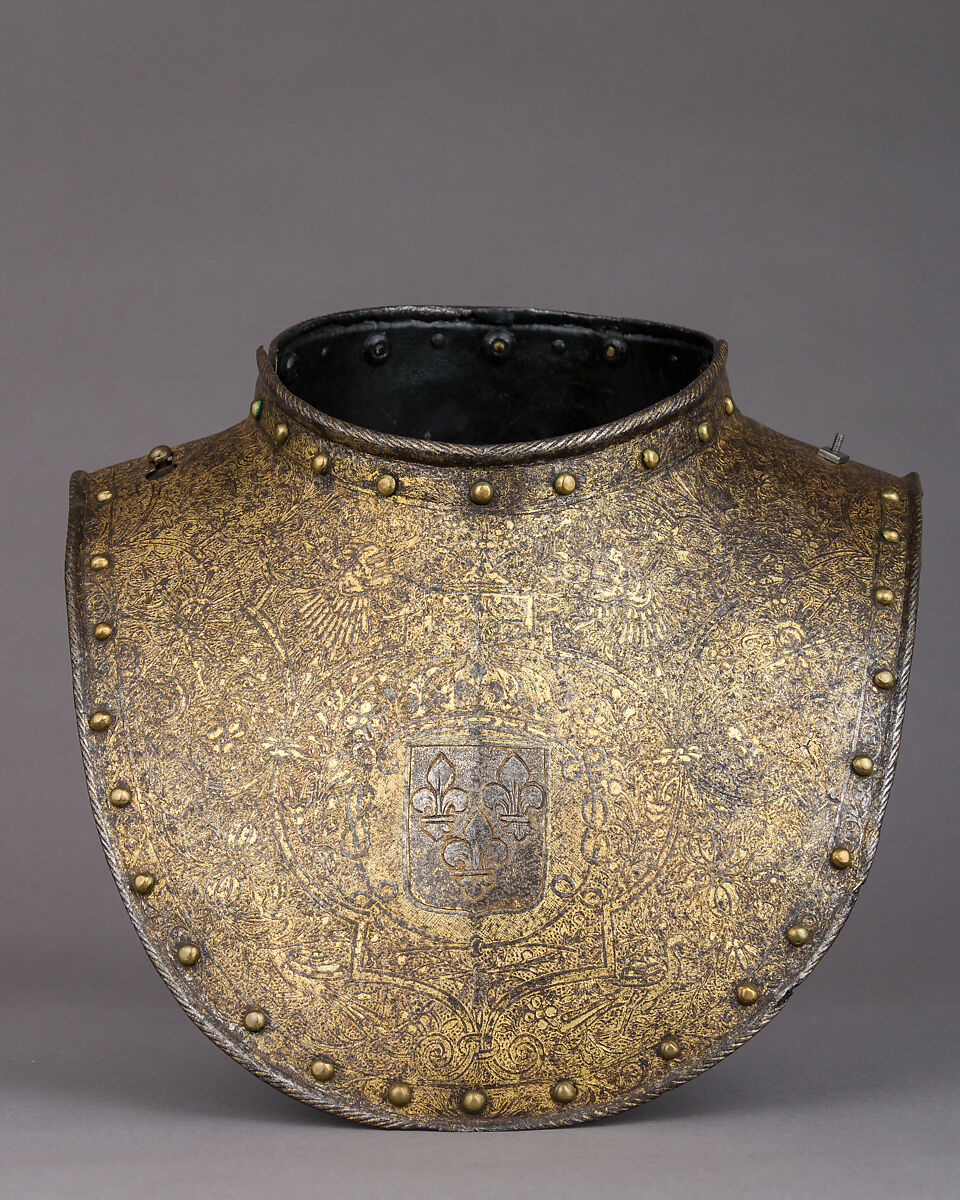 Gorget for the Bodyguard of Louis XIII, Steel, gold, French