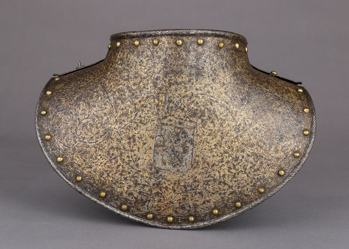 Gorget for the Bodyguard of Louis XIII, Steel, gold, French