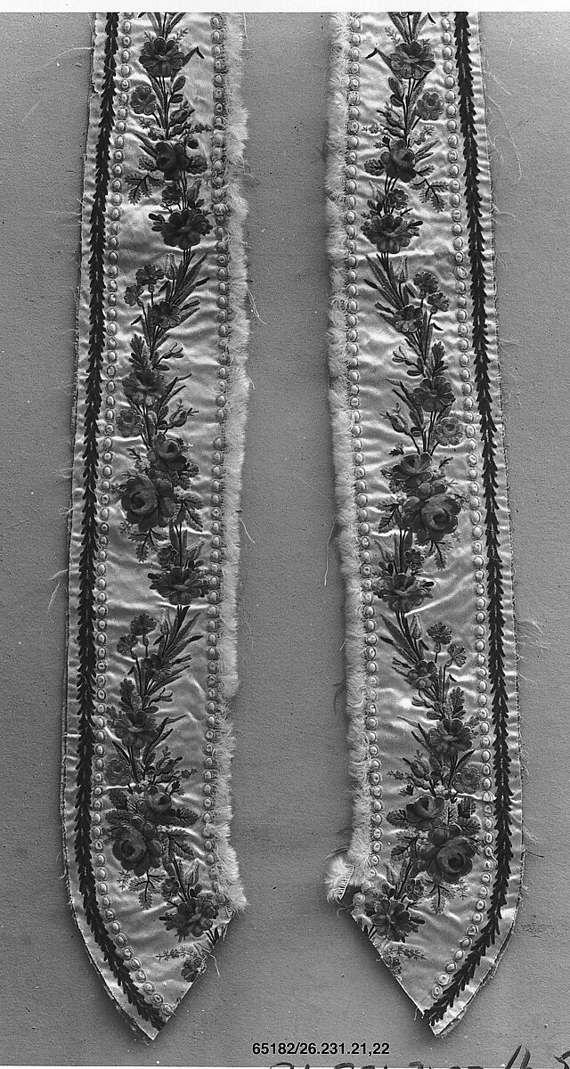 Dress panels (2), Silk on silk, French 