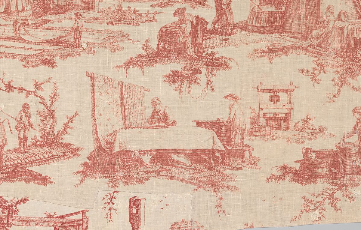 "Les Travaux de la Manufacture", Oberkampf Manufactory (French, active 1760–1843), Linen, French, Jouy-en-Josas