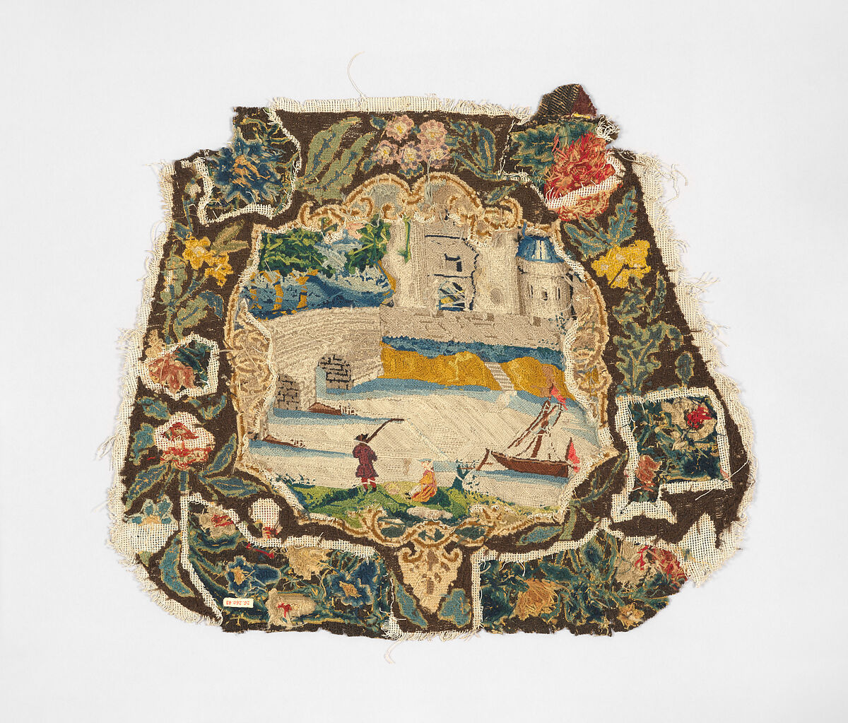 Chair seat cover, Silk and wool on canvas, British