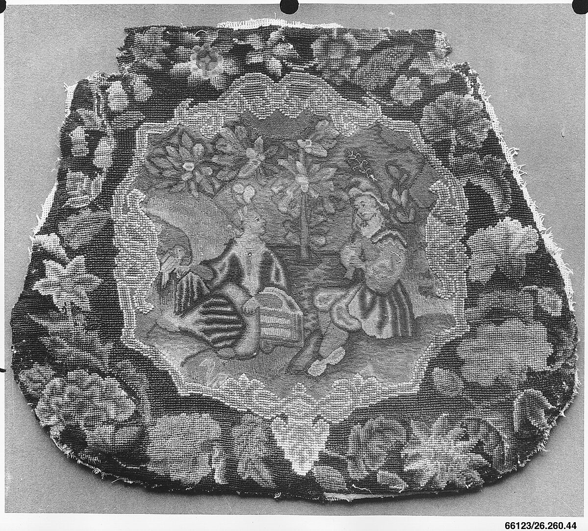 Chair seat cover, Silk and wool on canvas, British