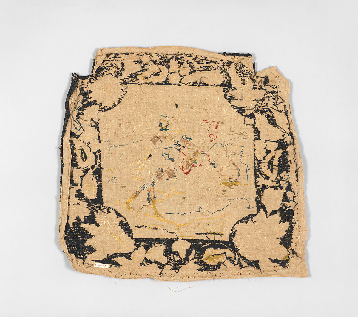 Chair seat cover, Silk and wool on canvas, British