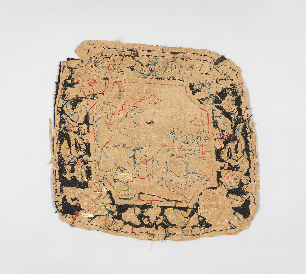 Chair seat cover, Silk and wool on canvas, British