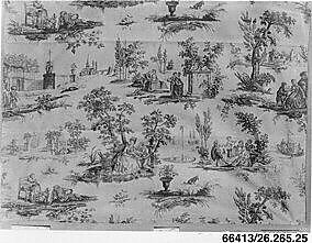 "The Tuileries Gardens", Oberkampf Manufactory (French, active 1760–1843), Linen, French, Jouy-en-Josas