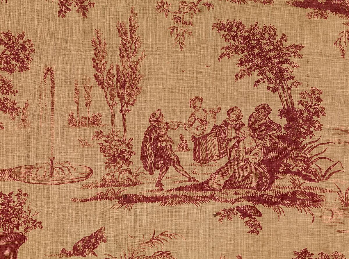 "The Tuileries Gardens", Oberkampf Manufactory (French, active 1760–1843), Linen, French, Jouy-en-Josas
