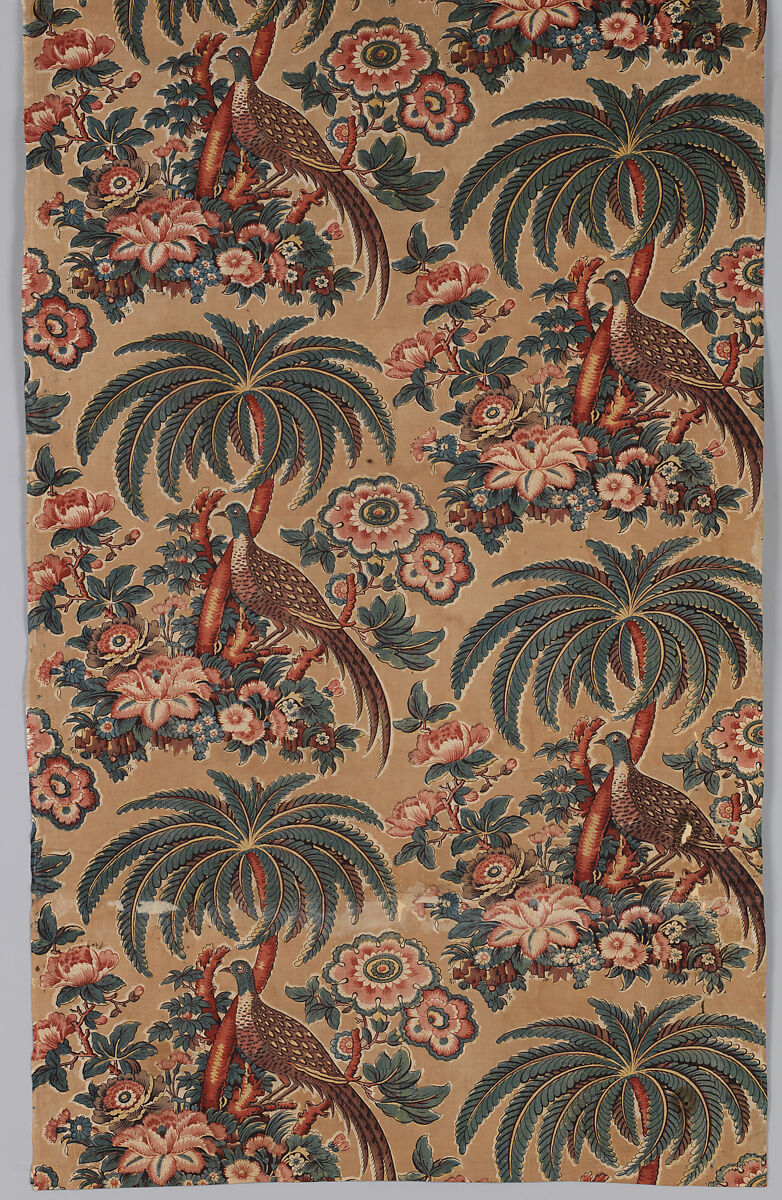 Textile printed with game birds, Bannister Hall (British, founded ca. 1798), Cotton, British, Preston 
