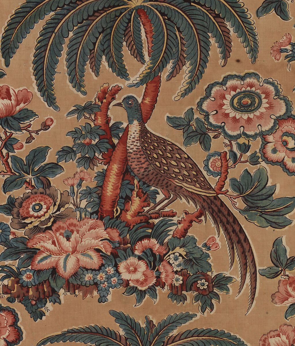 Textile printed with game birds, Bannister Hall (British, founded ca. 1798), Cotton, British, Preston