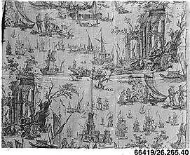 Pictorial print, Linen, French, possibly Jouy-en-Josas 