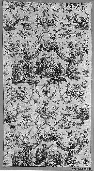 "Le Couronnement de la Rosière", Designed by Jean-Baptiste Huet I (French, Paris 1745–1811 Paris), Linen, French, Jouy-en-Josas 