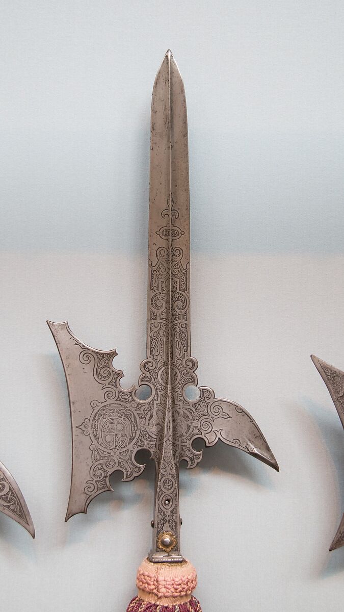 Halberd of Wolf Dietrich von Raitenau, Prince-Archbishop of Salzburg (reigned 1587–1612), Steel, wood, textile, German 