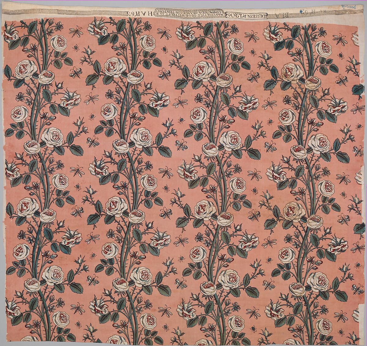 "Climbing Roses", J.R. Wetter, Cotton, French, Orange 