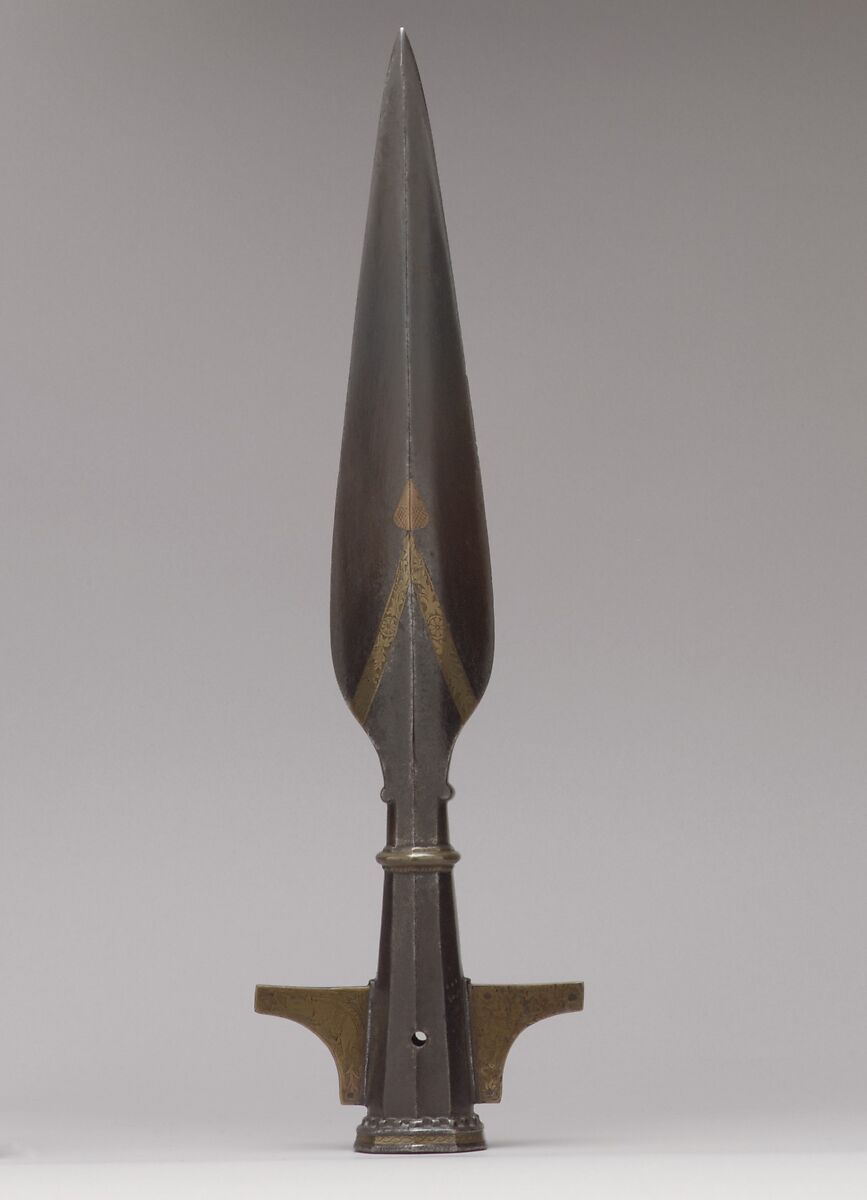 Head of a Hunting Spear, Steel, copper alloy, German or Austrian 