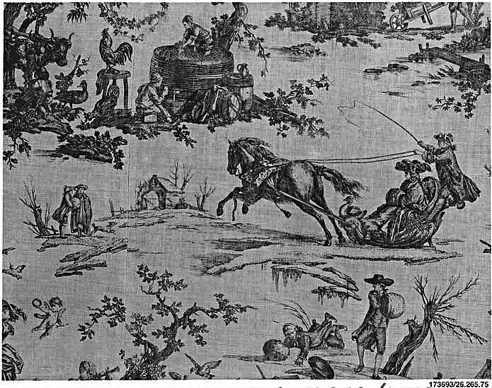 "Pleasures of the Four Seasons", Designed by Jean-Baptiste Huet I (French, Paris 1745–1811 Paris), Cotton, French, Jouy-en-Josas