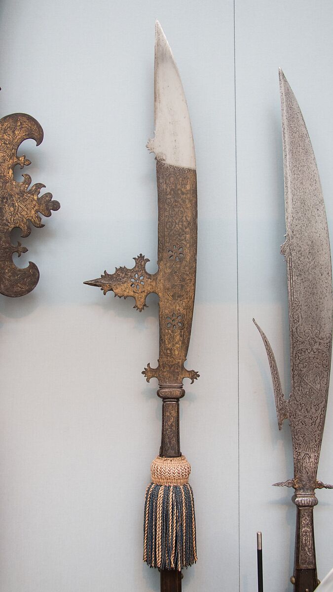 Glaive of the Rota Family, Steel, gold, wood, Italian, Venice 