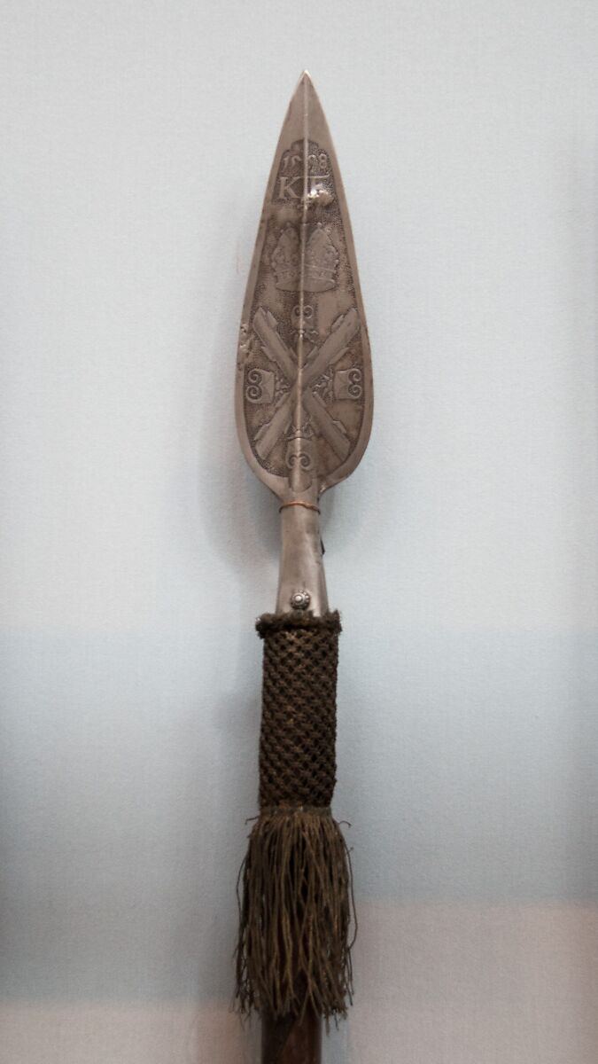 Spear of Emperor Ferdinand I (reigned 1558–64), Steel, wood, textile, German 