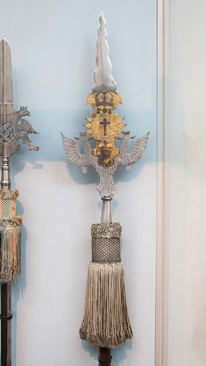 Partisan of the Polish Noble Guard of Friedrich August I of Saxony, who twice ruled as king of Poland (1697–1704 and 1709–1733), Steel, pierced, etched, and gilt; wood, German 