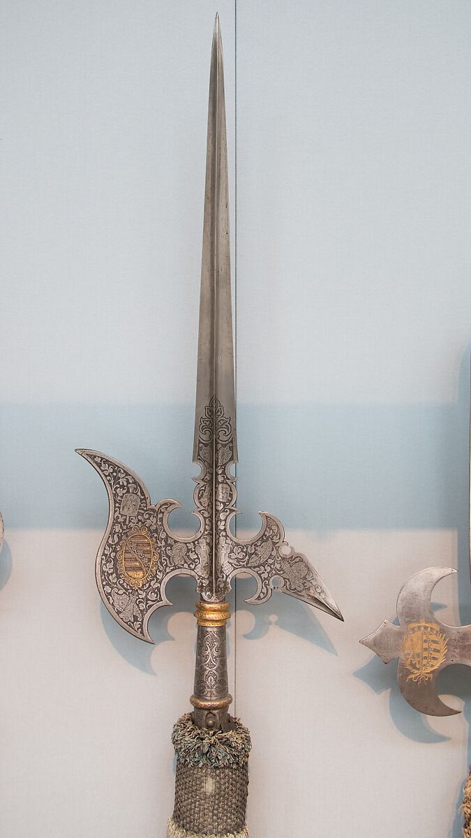 Halberd of Christian I (reigned 1586–91) or Christian II of Saxony (reigned 1601–11), Steel, gold, wood, German 